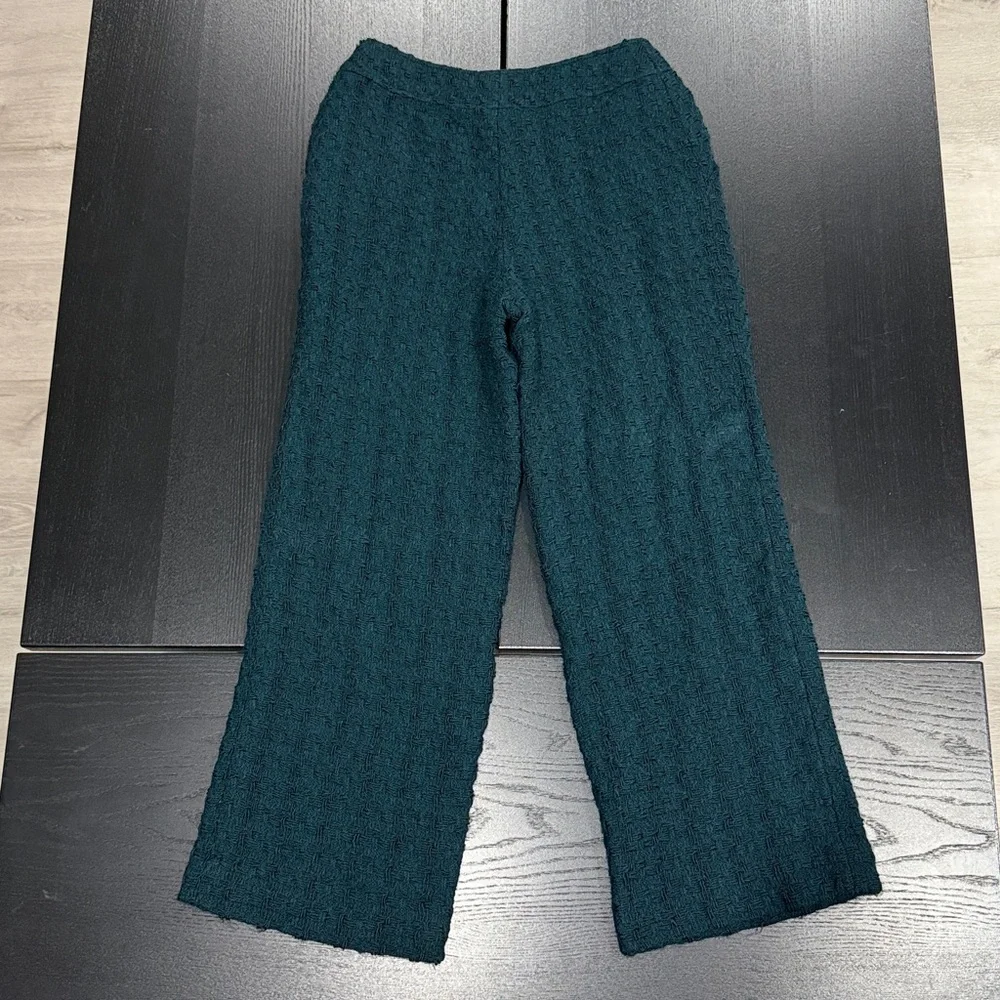 Chanel Green Tweed Silk Lined Trousers Pants - 40